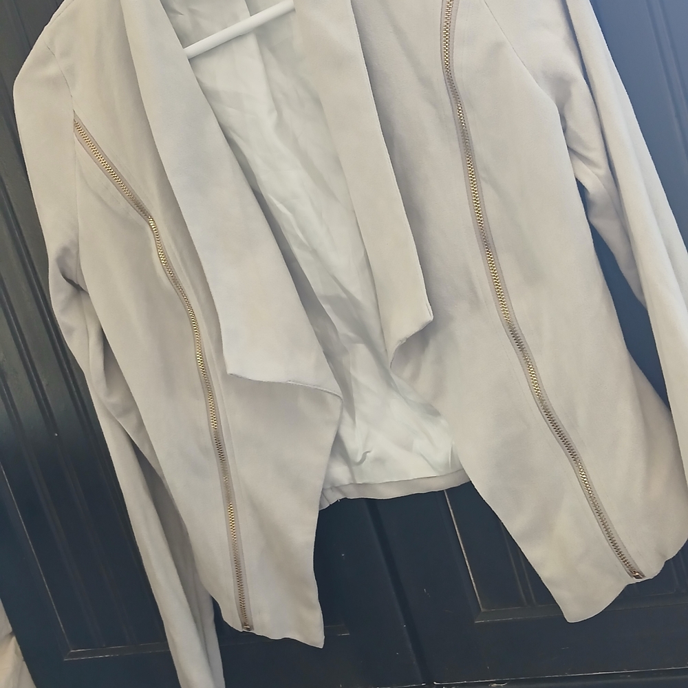 Windsor Suade Elegant Cream Jacket with Gold Details